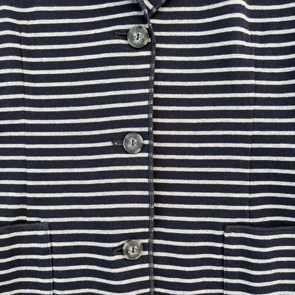 J. Jill Women Blazer Jacket Striped Knit Sz L Cotton Blend Stretch Casual Office - Picture 3 of 12